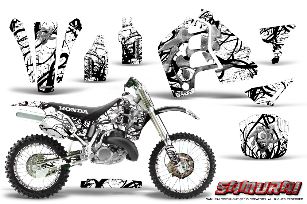Honda CR500 Graphics Kit Samurai Black White NP Rims